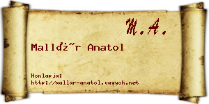 Mallár Anatol névjegykártya